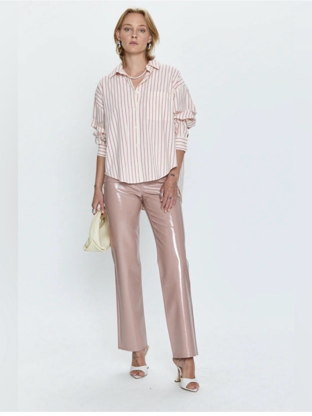 pistola Blush Patent Straight-Leg Pants